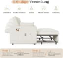 AMERLIFE Schlafsofa 3-in-1 mit Leinenbezug Beige Bild 4