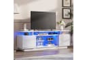 AMERLIFE TV-Lowboard Hochglanz mit RGB-LED Beleuchtung Grau/Weiß Bild 2