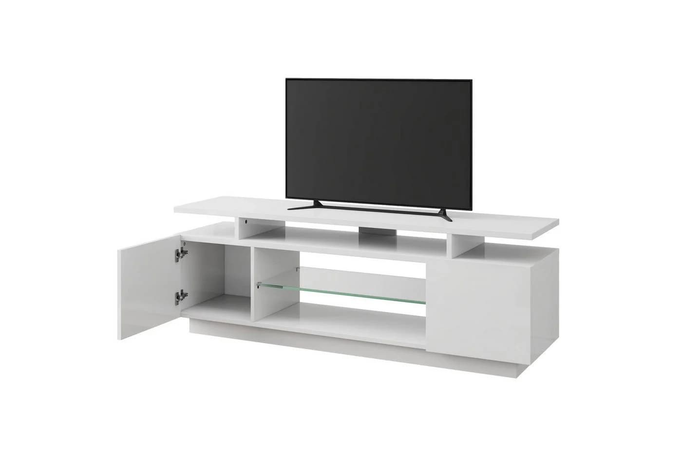 AMERLIFE TV-Lowboard Hochglanz mit RGB-LED Beleuchtung Grau/Weiß - Bild 3