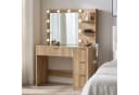 AMERLIFE Schminktisch mit LED-Spiegel, 4 Schubladen, Holzoptik Braun Bild 2