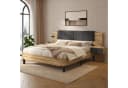 AMERLIFE Bett mit Polsterkopfteil und Bettkasten Grau Holzoptik Bild 2