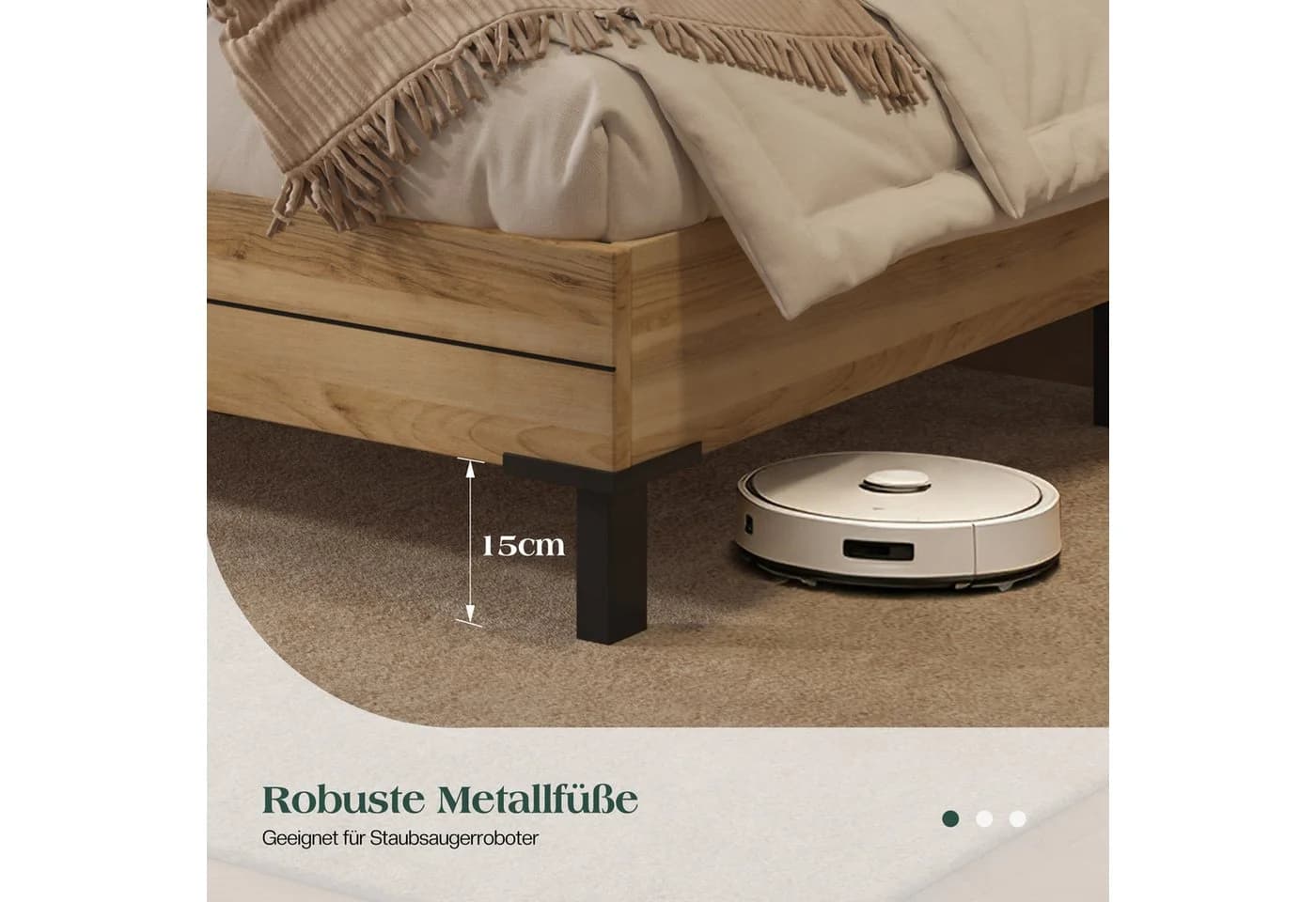 AMERLIFE Bett mit Polsterkopfteil und Bettkasten Grau Holzoptik - Bild 5