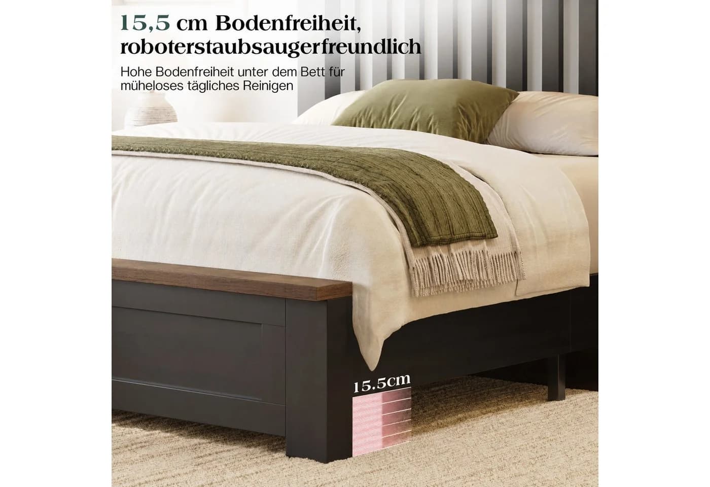 AMERLIFE Bettgestell Weiß/Schwarz Holzdekor Modern - Bild 4