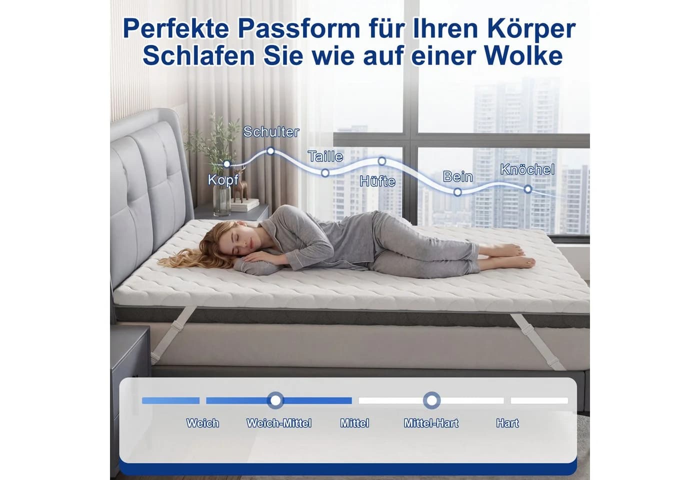 Vipbear Komfortschaummatratze Grau/Weiß Zwei Liegeseiten H2/H3