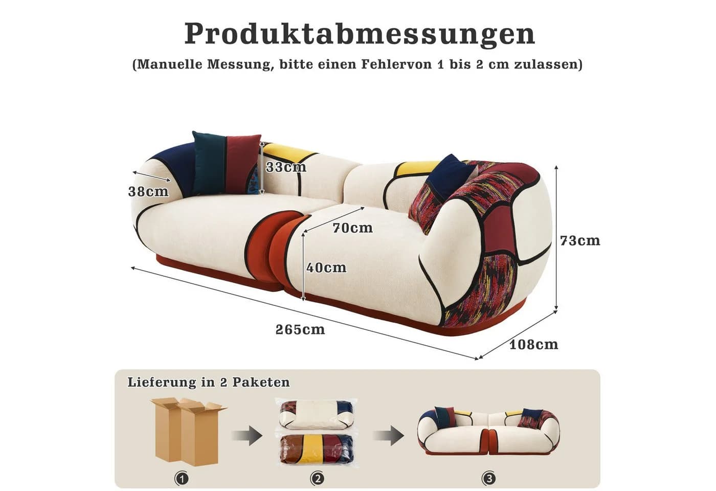 Vipbear 2-Sitzer Modulares Sofa Memory-Schaum Bunt - Bild 4