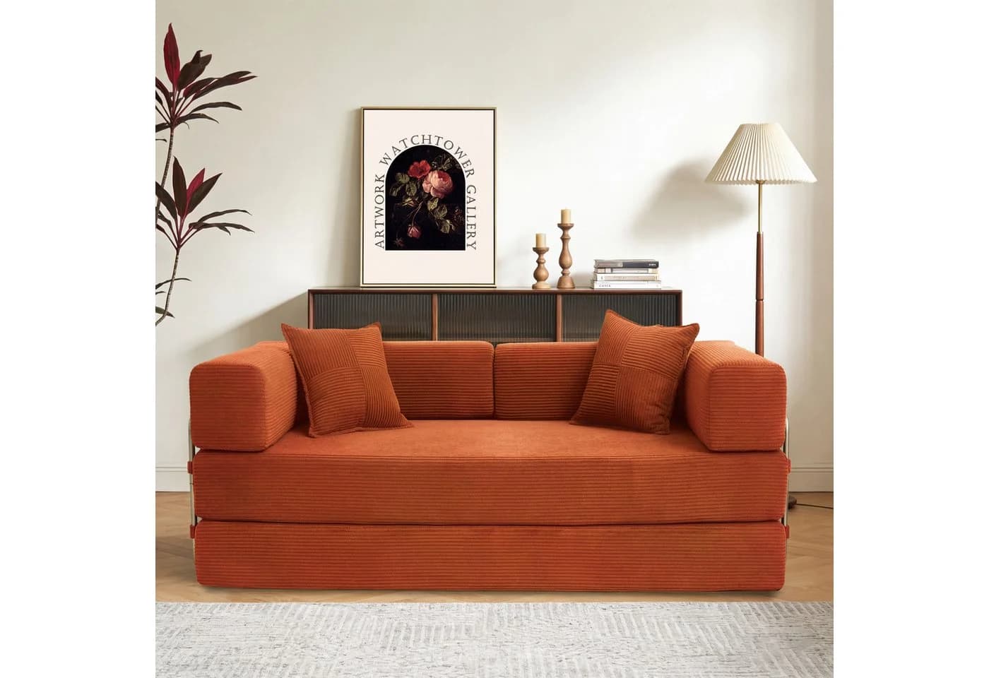 Vipbear Schlafsofa 5-in-1 Cord Grün/Orange/Grau/Beige - Bild 2