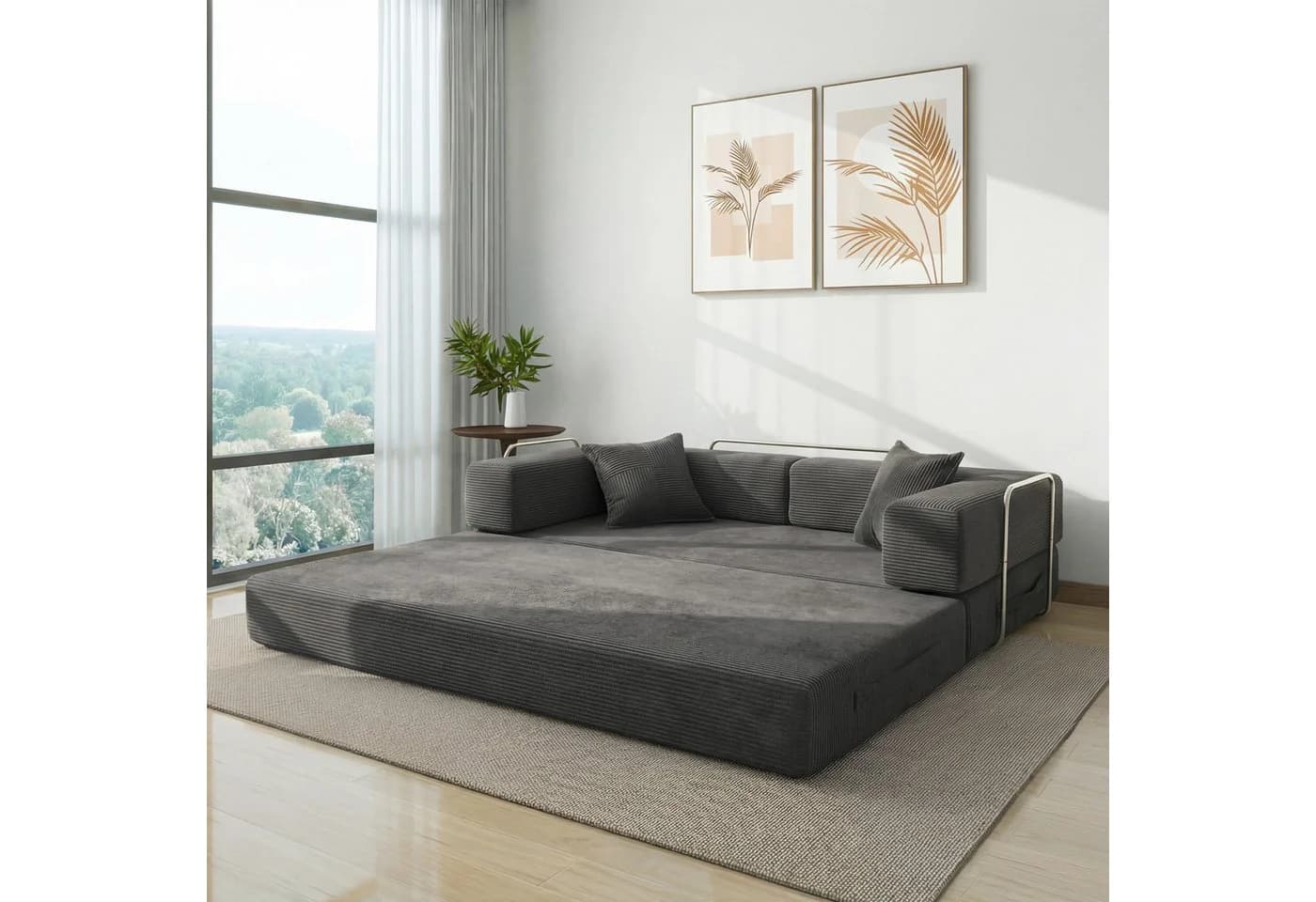 Vipbear Schlafsofa 5-in-1 Cord Grau/Grün/Orange/Beige