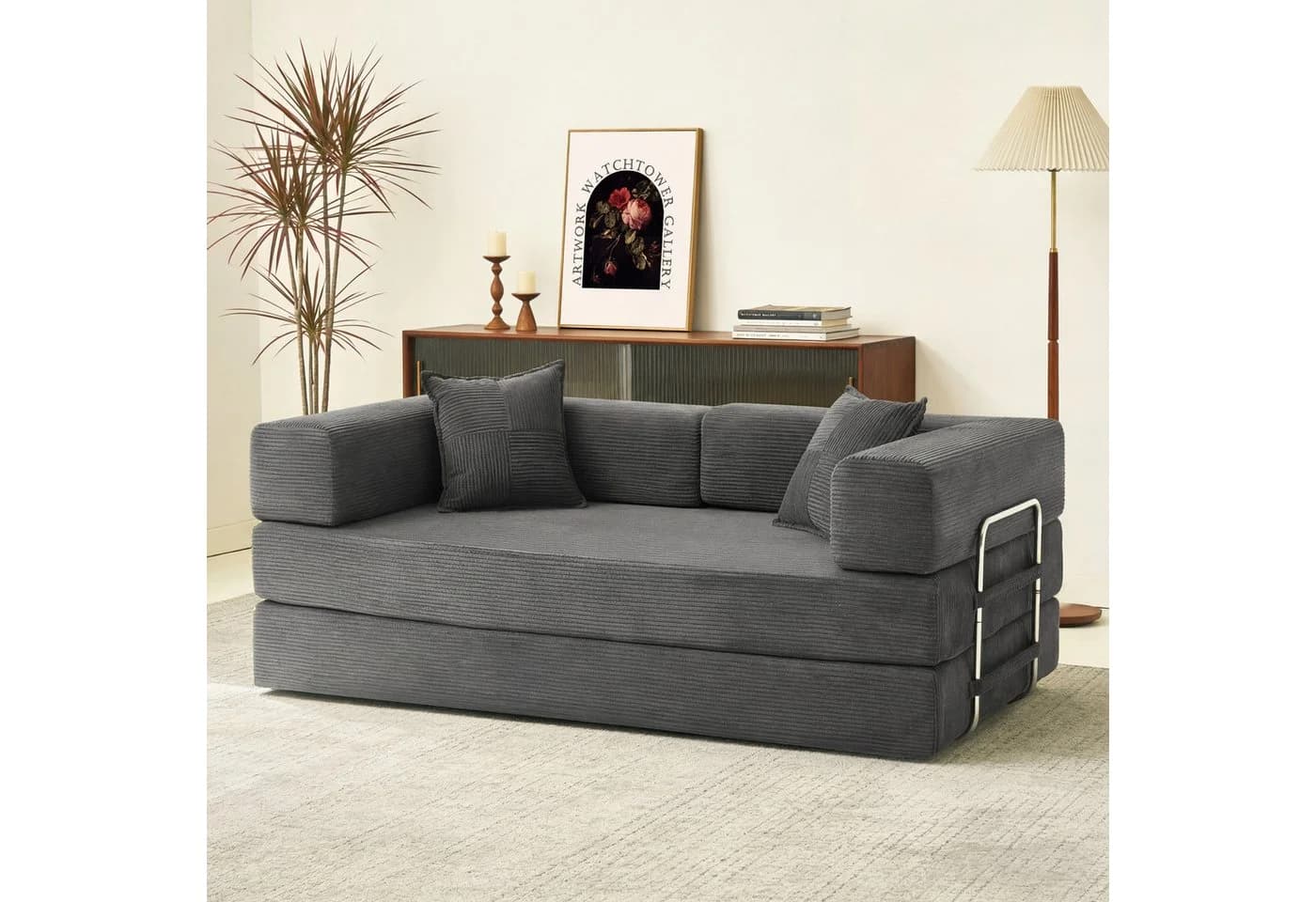 Vipbear Schlafsofa 5-in-1 Cord Grau/Grün/Orange/Beige - Bild 2
