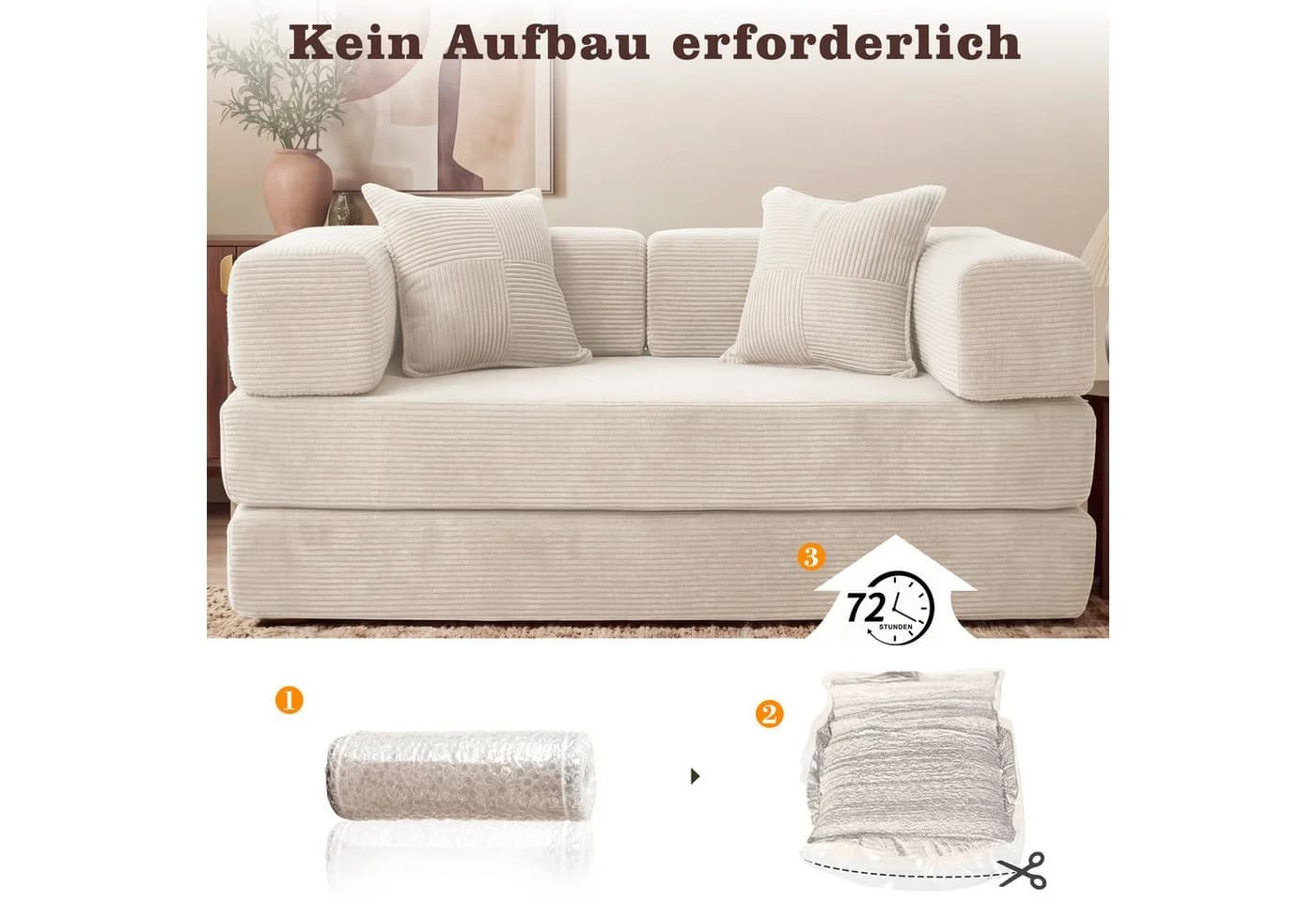 Vipbear 5-in-1 Wandelsofa Beige Cord Modul - Bild 5