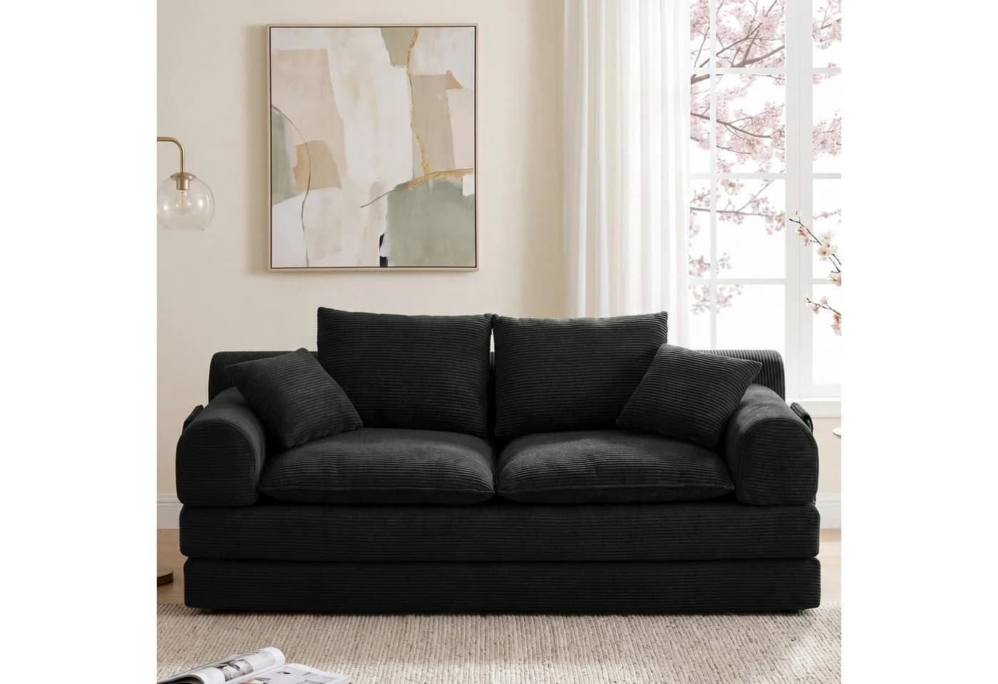 Vipbear Modulares 2-Sitzer Sofa Schwarz Cordstoff Memory-Schaum - Bild 2