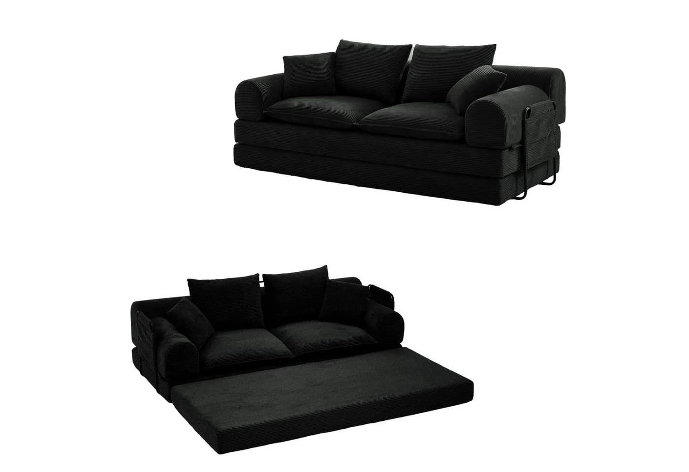 Vipbear Modulares 2-Sitzer Sofa Schwarz Cordstoff Memory-Schaum - Bild 3