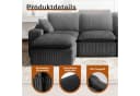 Vipbear Modulares Cordsofa mit Hocker, Grau, U-Form Schlafsofa Bild 3