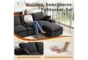 Vipbear Modulares Cordsofa mit Hocker, Grau, U-Form Schlafsofa Bild 5