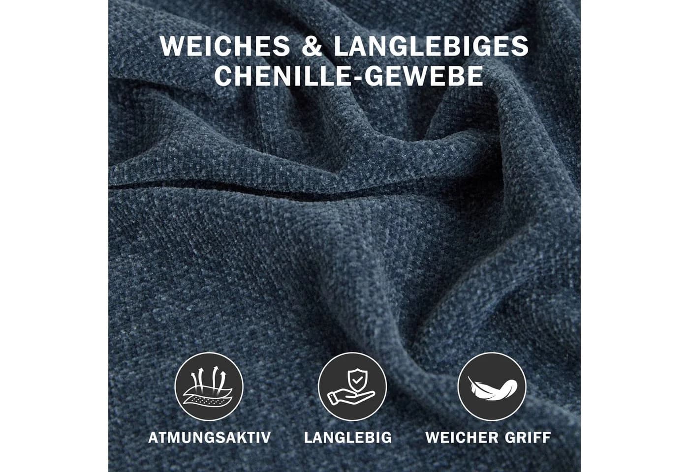 Vipbear Loungesessel Chenille blau mit Massivholzrahmen - Bild 4