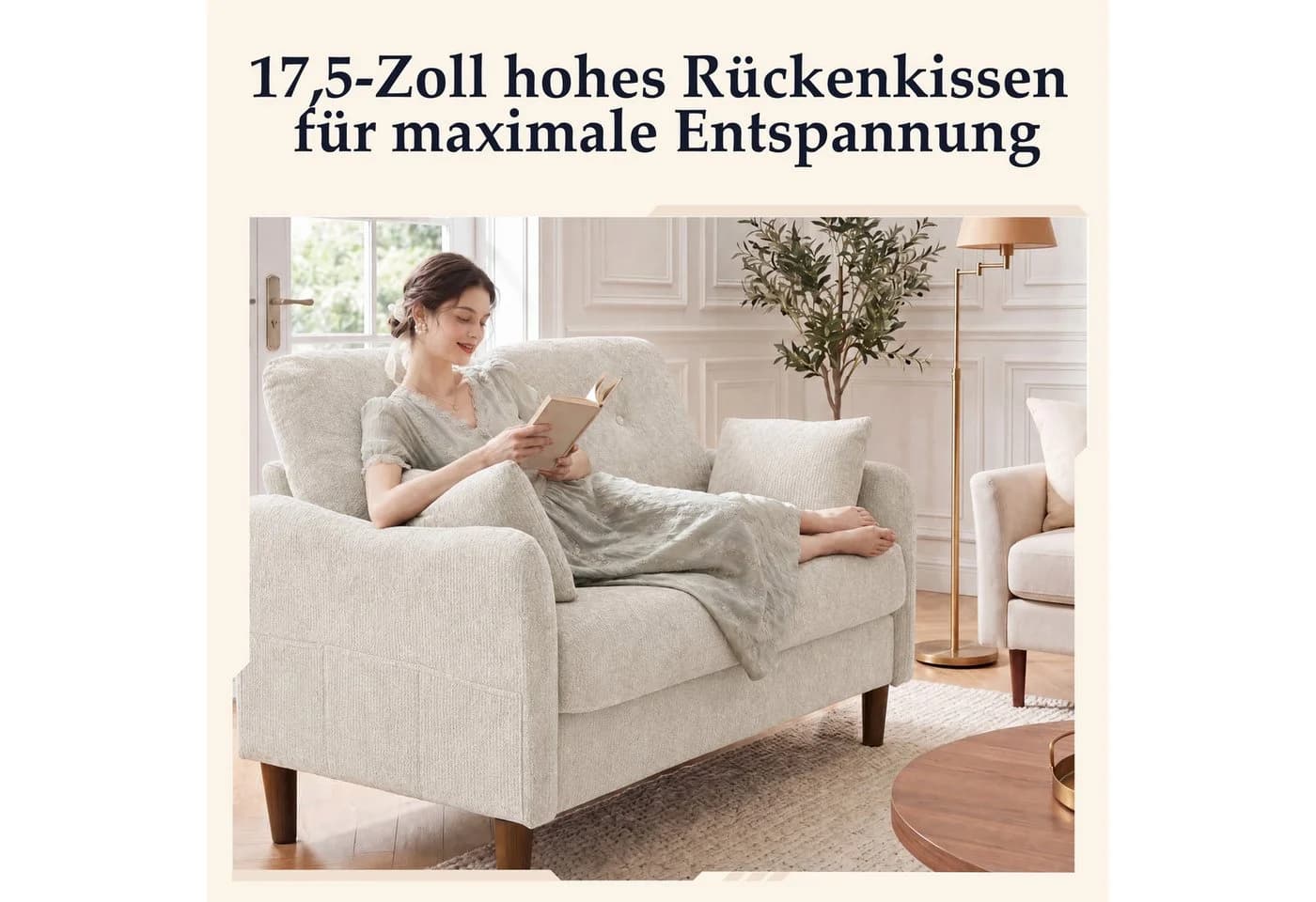 Vipbear 2-Sitzer Sofa Chenille Beige Modern - Bild 5