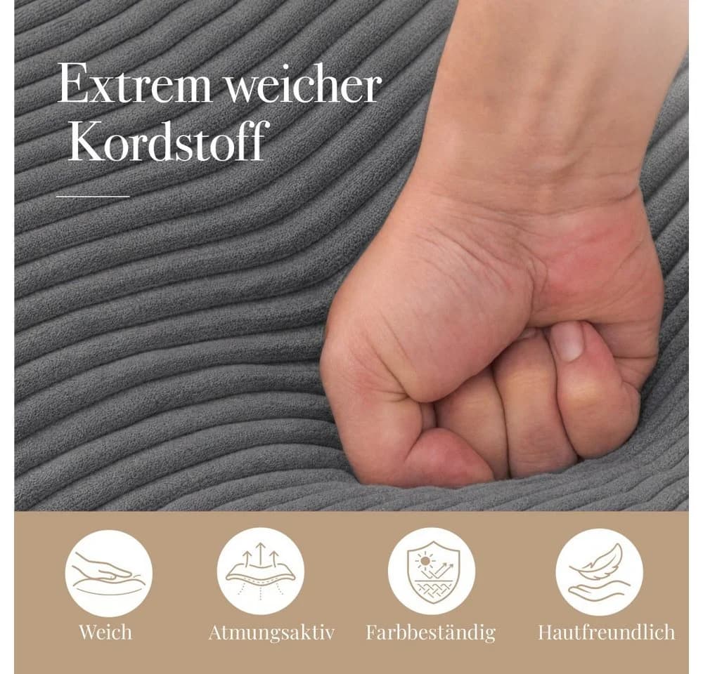Vipbear Sitzsack Einzelsofa Grau Cord mit Aufbewahrungstasche - Bild 5