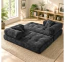 Vipbear 2-Sitzer Sofa 5-in-1 Modulares Wandelsofa mit Schlaffunktion Grau Cord Bild 3