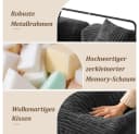 Vipbear 2-Sitzer Sofa 5-in-1 Modulares Wandelsofa mit Schlaffunktion Grau Cord Bild 5
