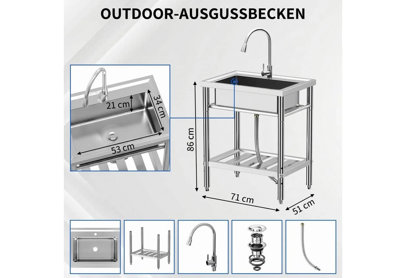 GarveeMore Edelstahlspüle Küchenspüle Set mit Wasserhahn