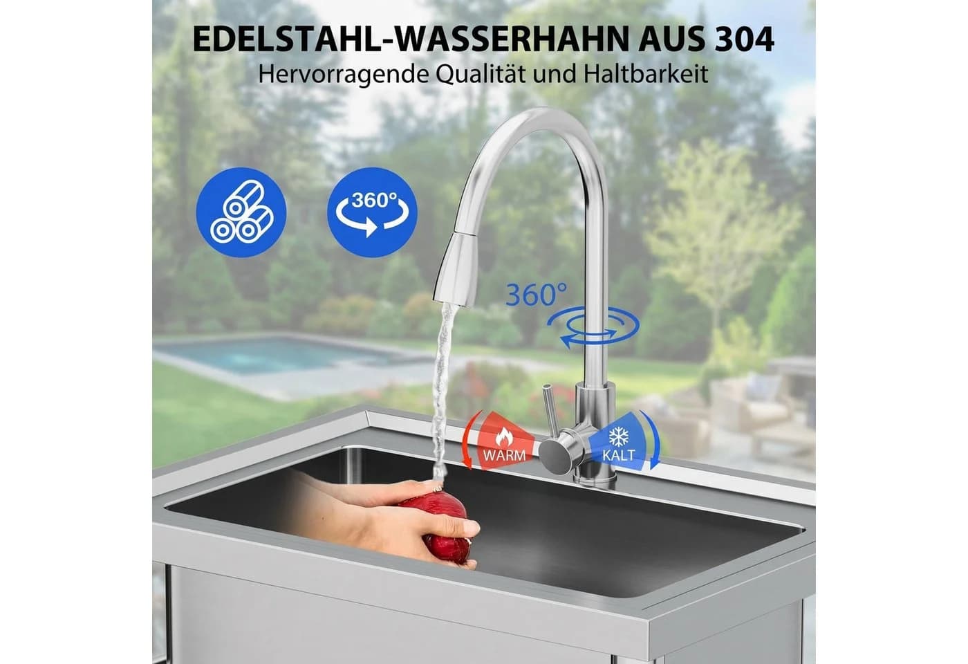 GarveeMore Edelstahlspüle Küchenspüle Set mit Wasserhahn - Bild 3