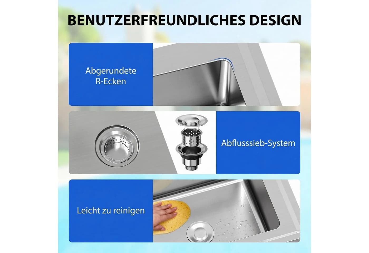 GarveeMore Edelstahlspüle Küchenspüle Set mit Wasserhahn - Bild 5