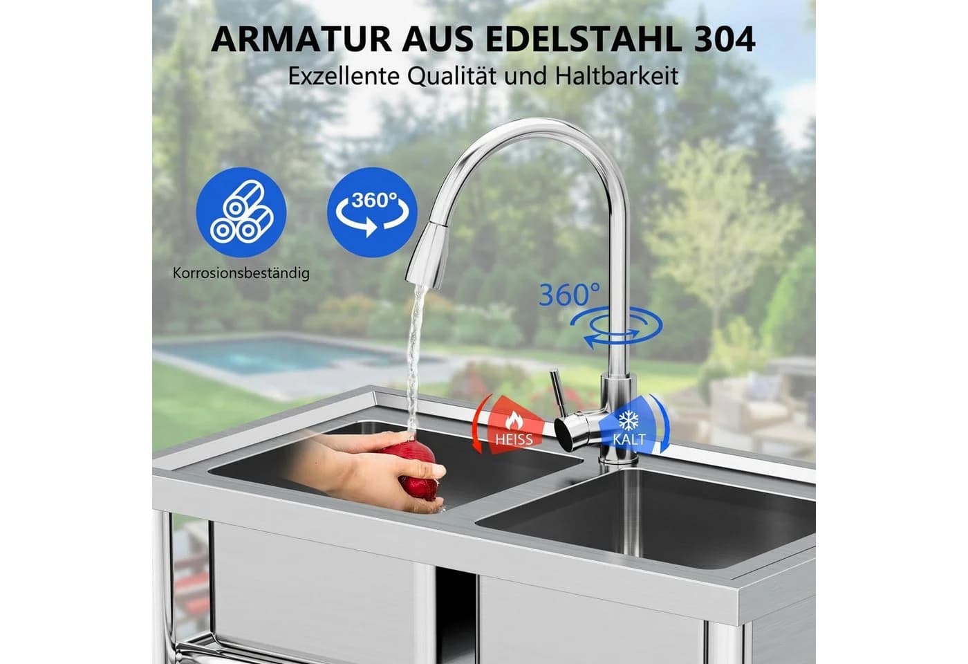GarveeMore Edelstahlspüle Set mit Wasserhahn 360° drehbar - Bild 4