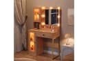 GarveeMore Schminktisch Weiß/Braun mit LED-Spiegel & Stauraum Bild 1