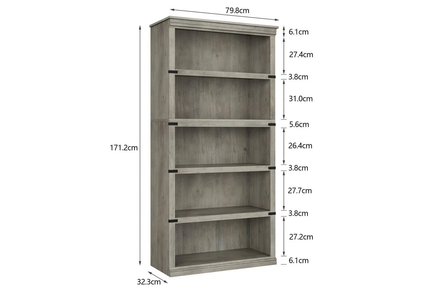 GarveeMore Bücherregal Vintage Holz