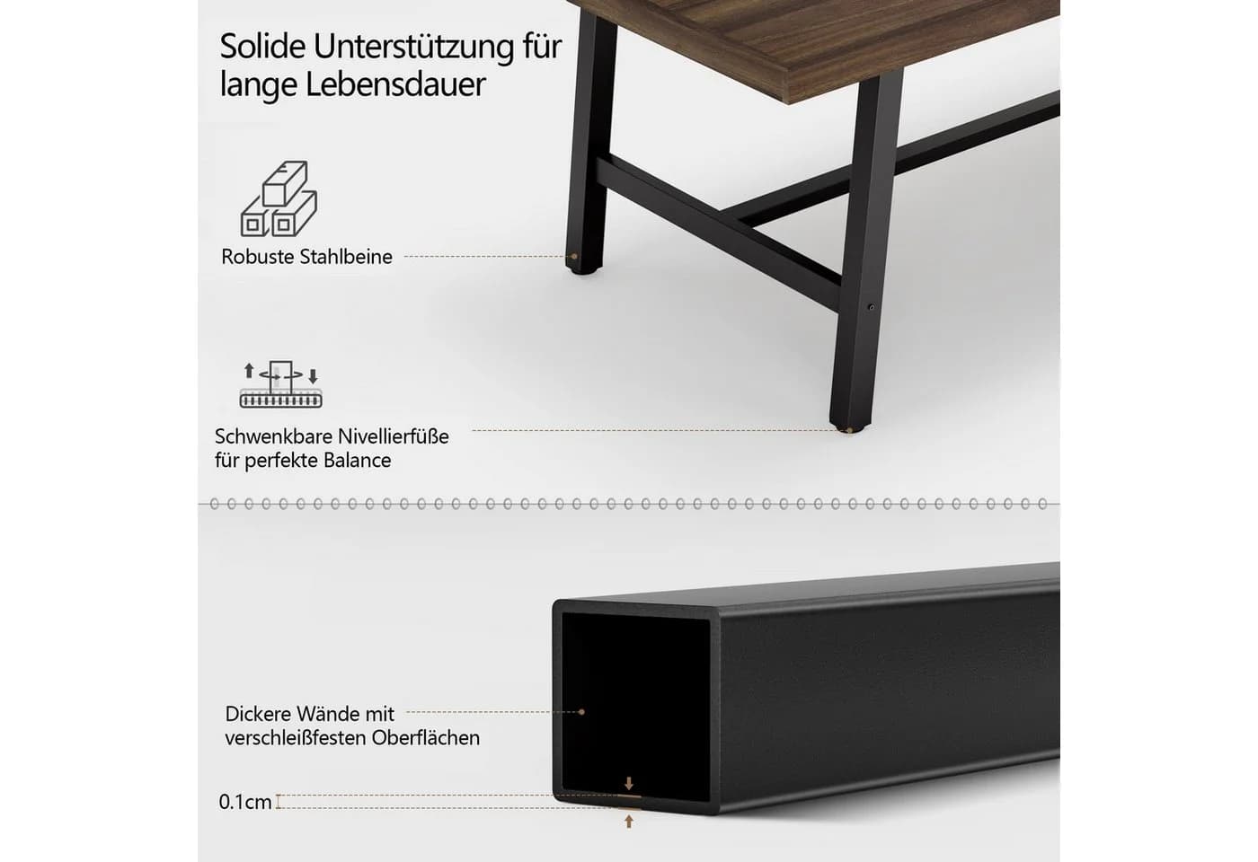GarveeMore Esstisch 180 cm Braun Landhausstil - Bild 3