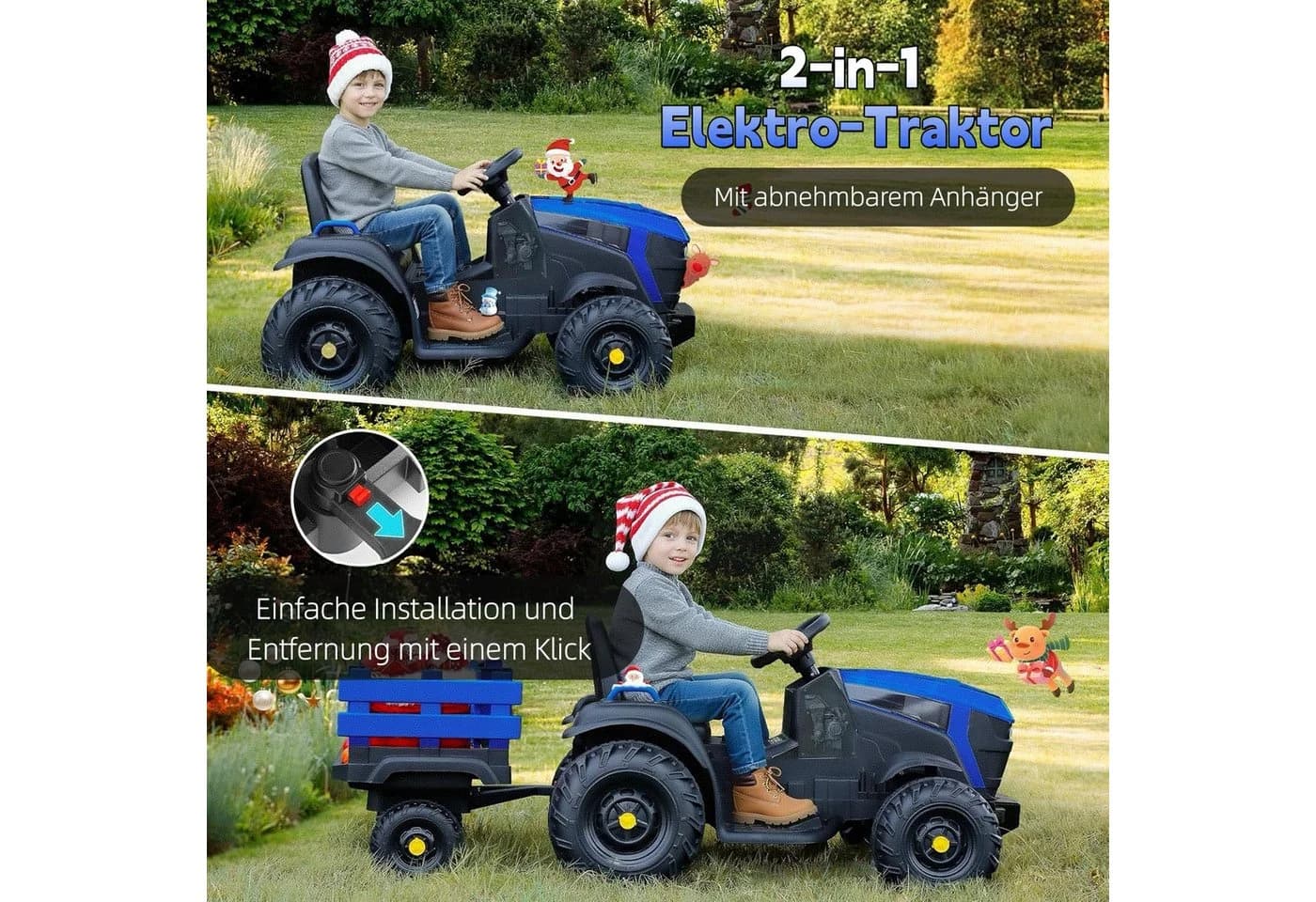 YOLEO Elektro-Kindertraktor 24V 400W Motor Kinderauto Blau - Bild 5