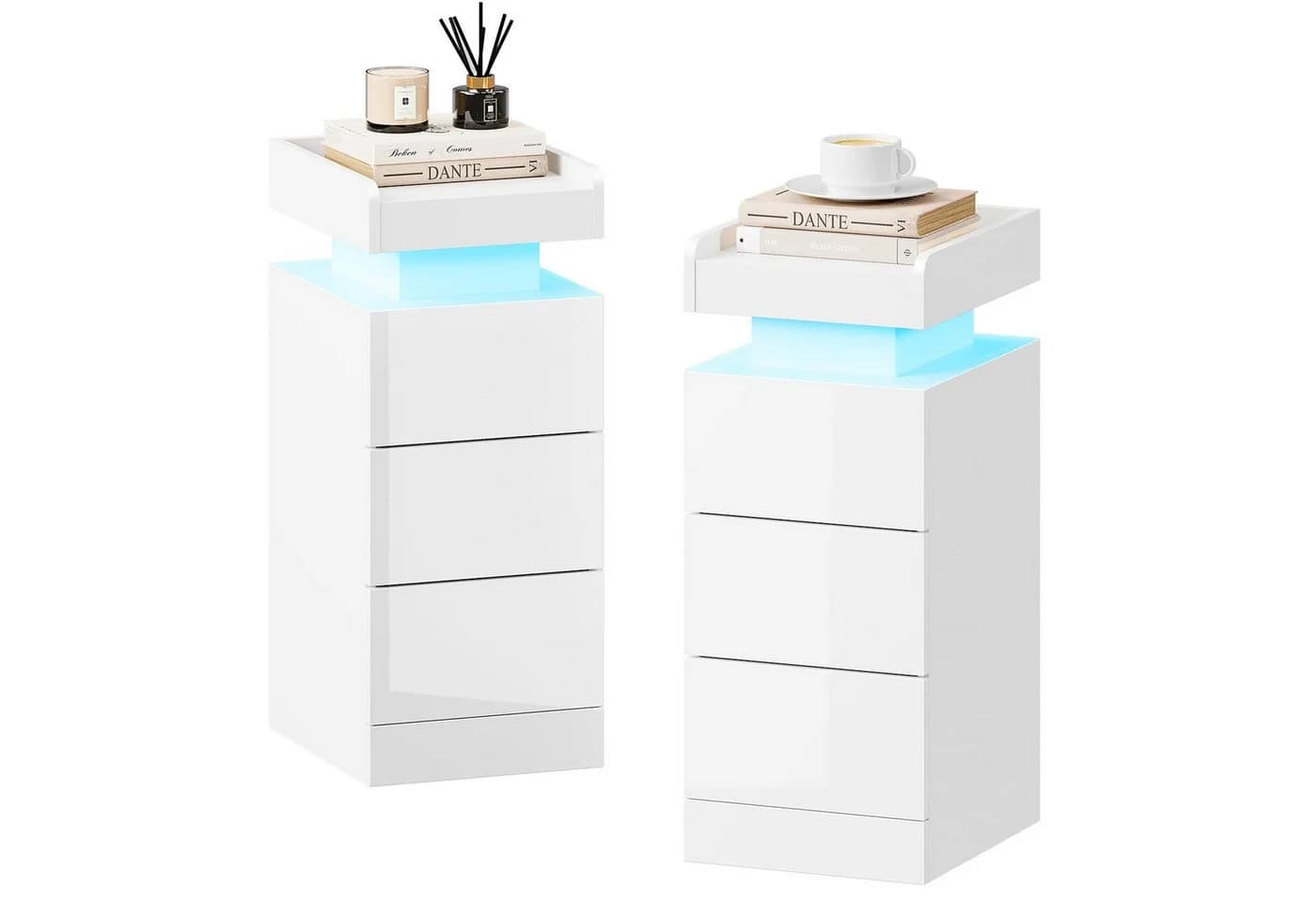 Dripex Nachttisch Schwarz mit 3 Schubladen und RGB LED - Bild 2