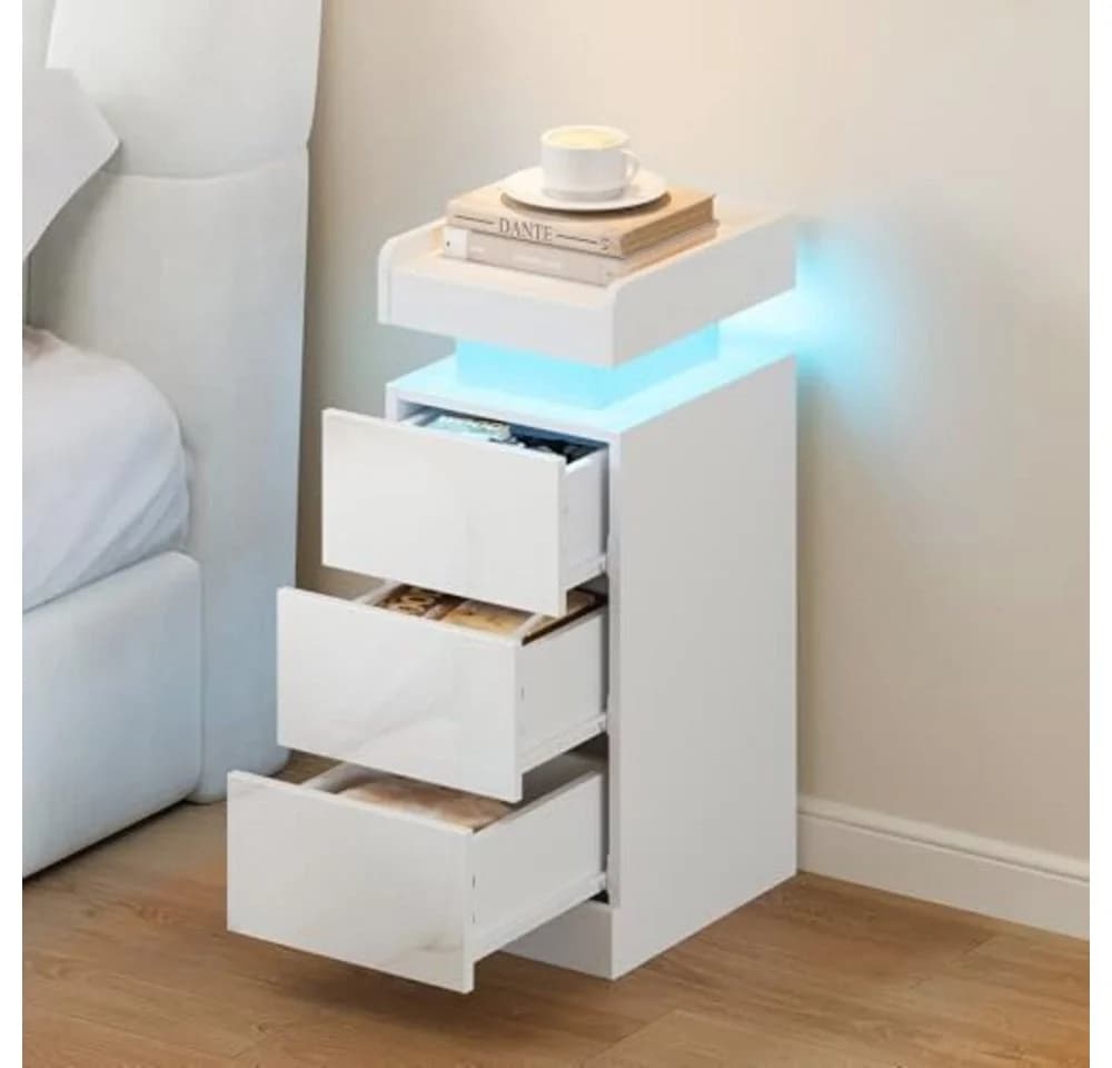 Dripex Nachttisch Schwarz mit 3 Schubladen und RGB LED - Bild 2