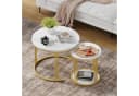 Dripex Couchtisch Set 2er rund Kunstmarmor Metall Weiß Gold Bild 1