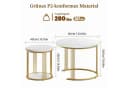 Dripex Couchtisch Set 2er rund Kunstmarmor Metall Weiß Gold Bild 3