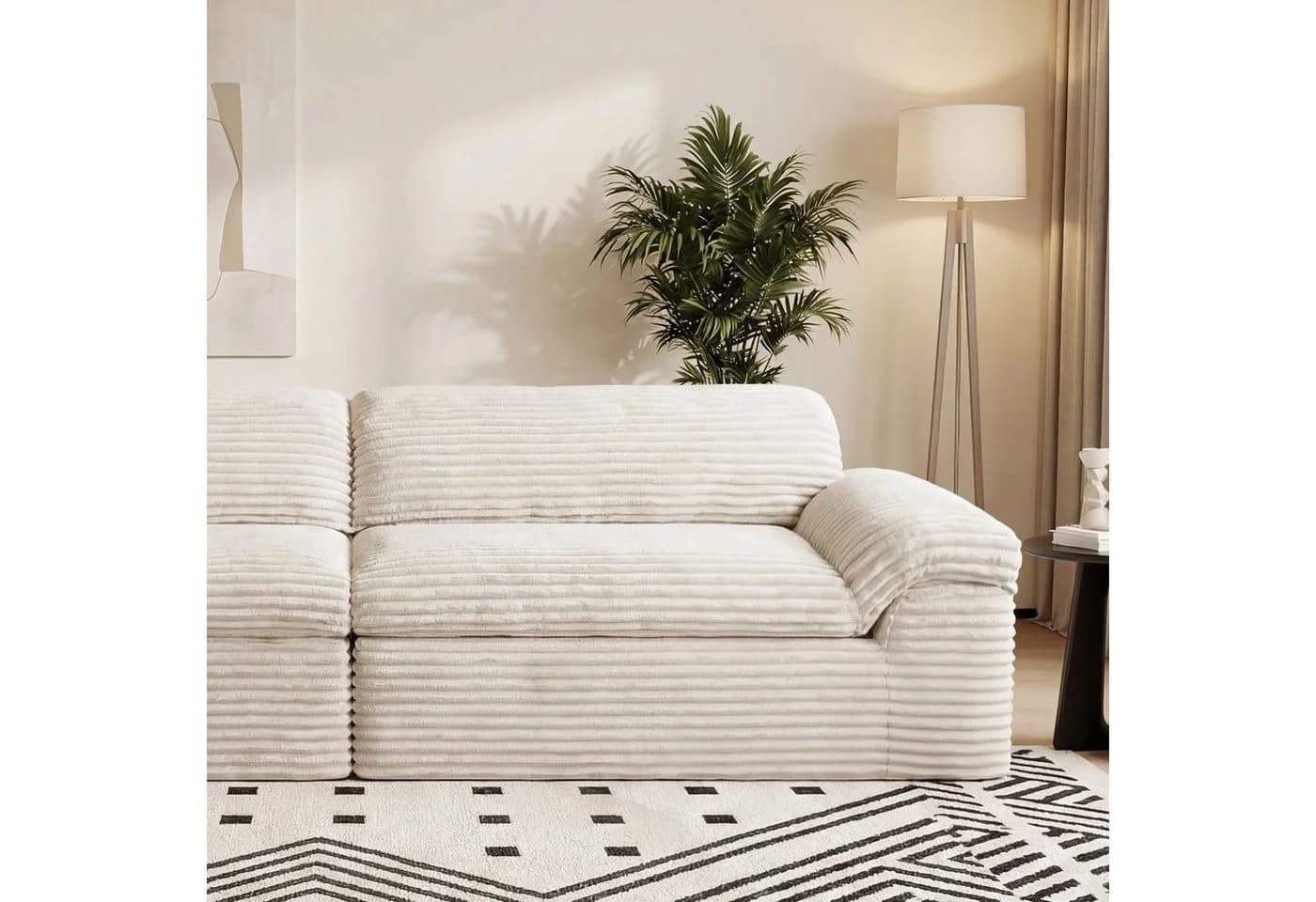 Vesgantti Big-Sofa 3-Sitzer Cord Couch Beige Boneless - Bild 3