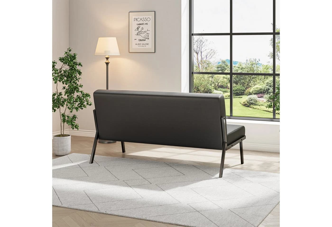 OUNUO Sofa 2 Sitzer Schwarz Metallrahmen - Bild 3