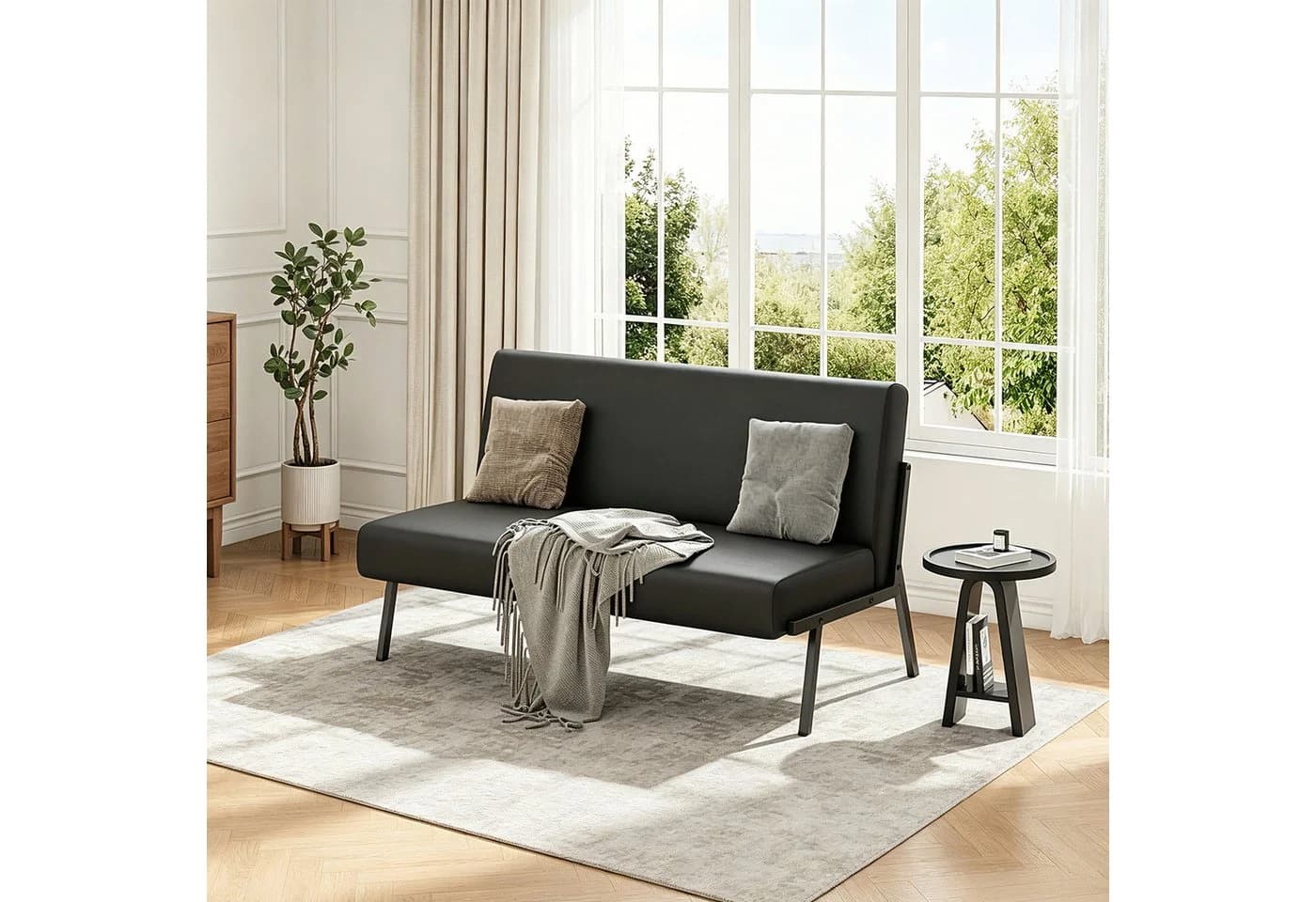 OUNUO Sofa 2 Sitzer Schwarz Metallrahmen - Bild 4
