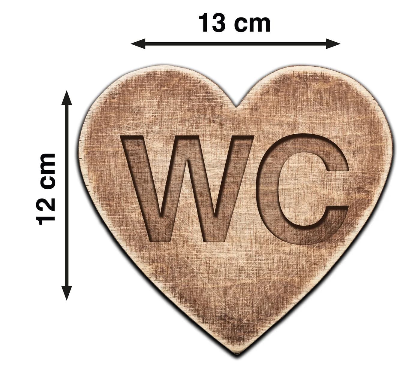 Clever-Kauf-24 WC Türschild "WC" in Herzform Holzoptik