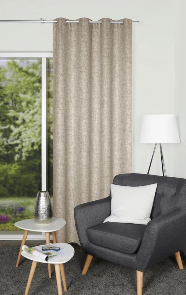 Clever-Kauf-24 Vorhang mit Ösen Beige Blickdicht Vintage