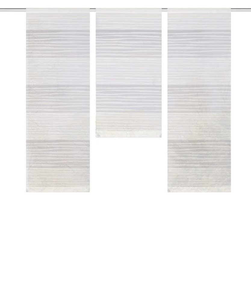 Clever-Kauf-24 Scheibengardine Mini Flächenvorhang Set weiß Querstreifen 3-tlg. halbtransparent - Bild 2