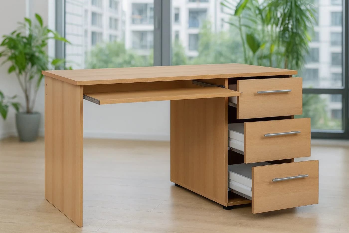 bv-vertrieb Schreibtisch PC Tisch Wildbuche Dekor mit Tastaturauszug