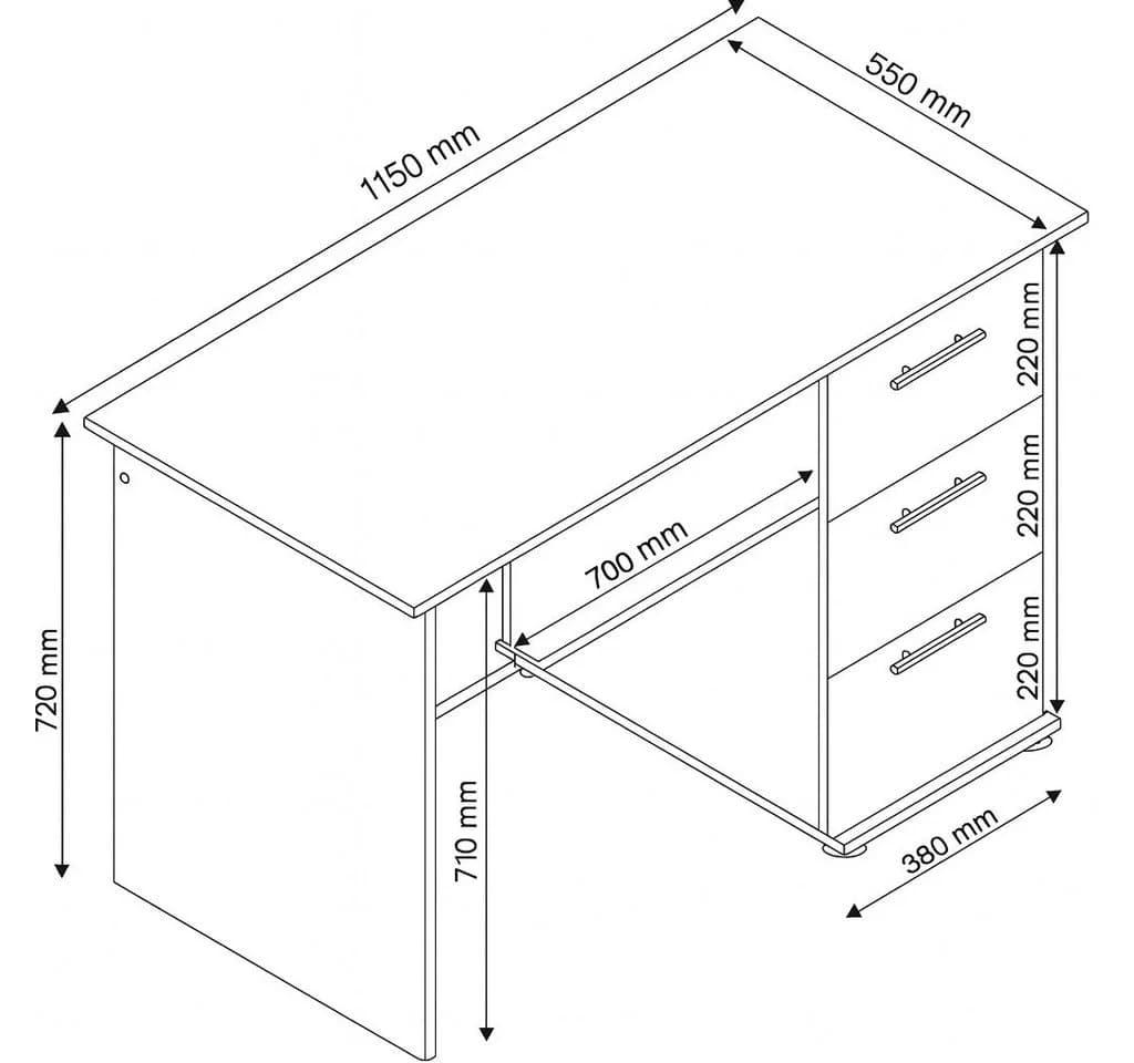 bv-vertrieb Schreibtisch PC Tisch Wildbuche Dekor mit Tastaturauszug - Bild 3