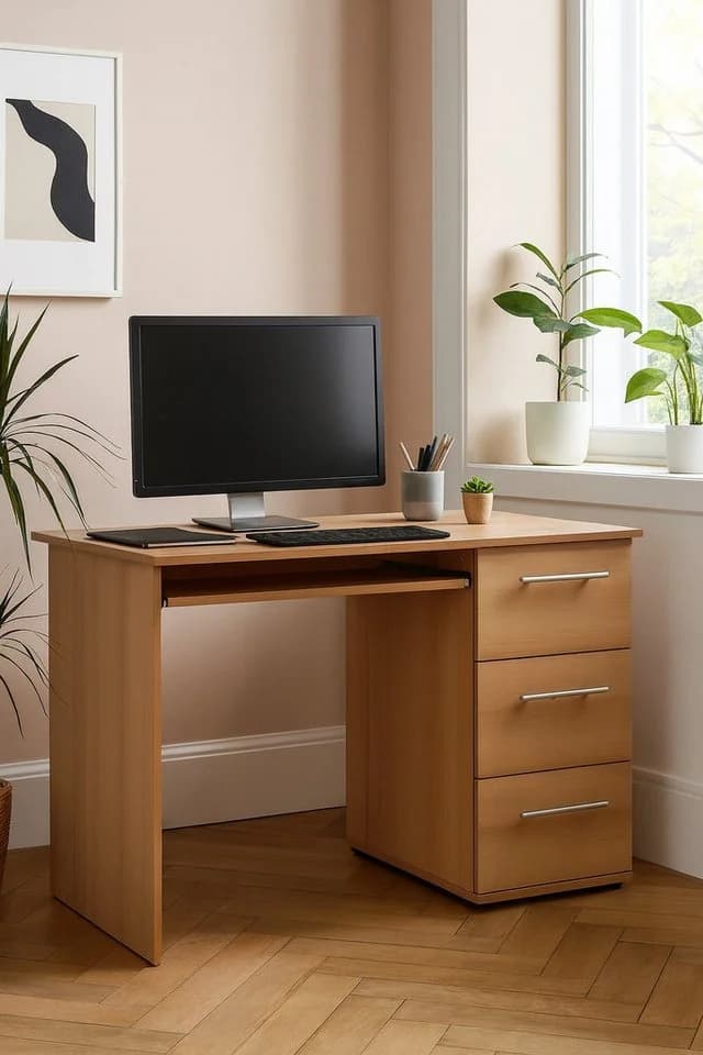 bv-vertrieb Schreibtisch PC Tisch Wildbuche Dekor mit Tastaturauszug - Bild 5