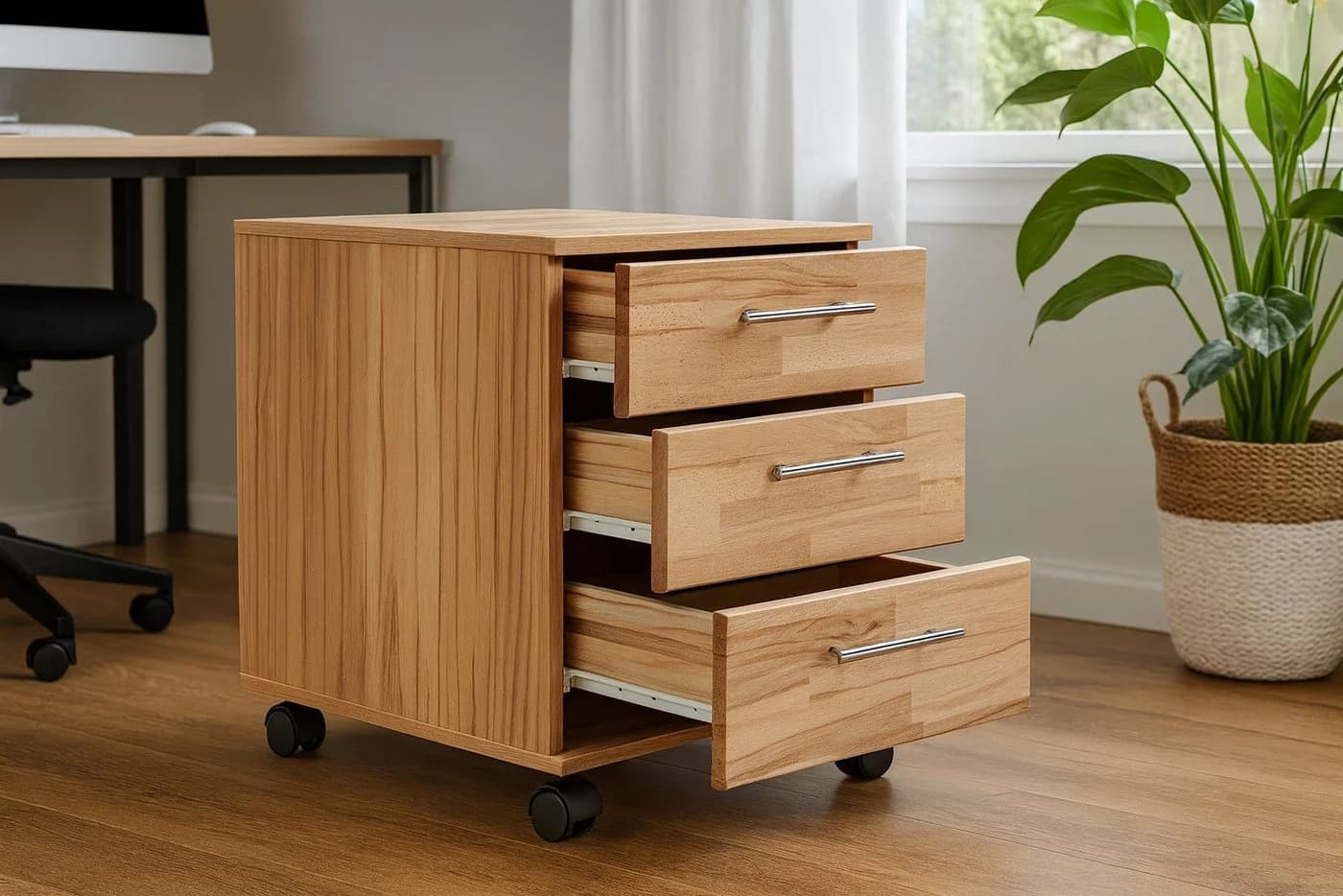 bv-vertrieb Rollcontainer Kernbuche 3 Schubkästen - Bild 2