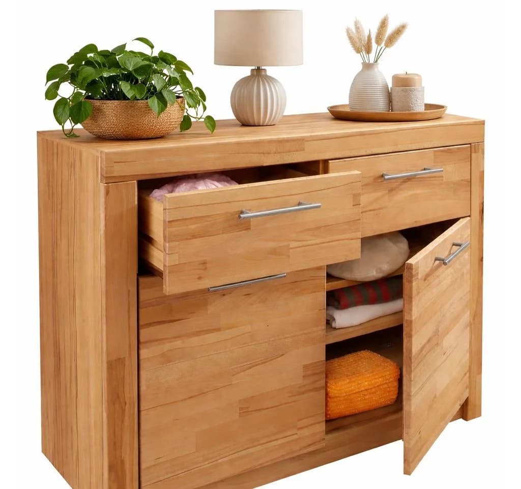 bv-vertrieb Garderobenschrank Kernbuche Garderobenkommode Schubkastenschrank