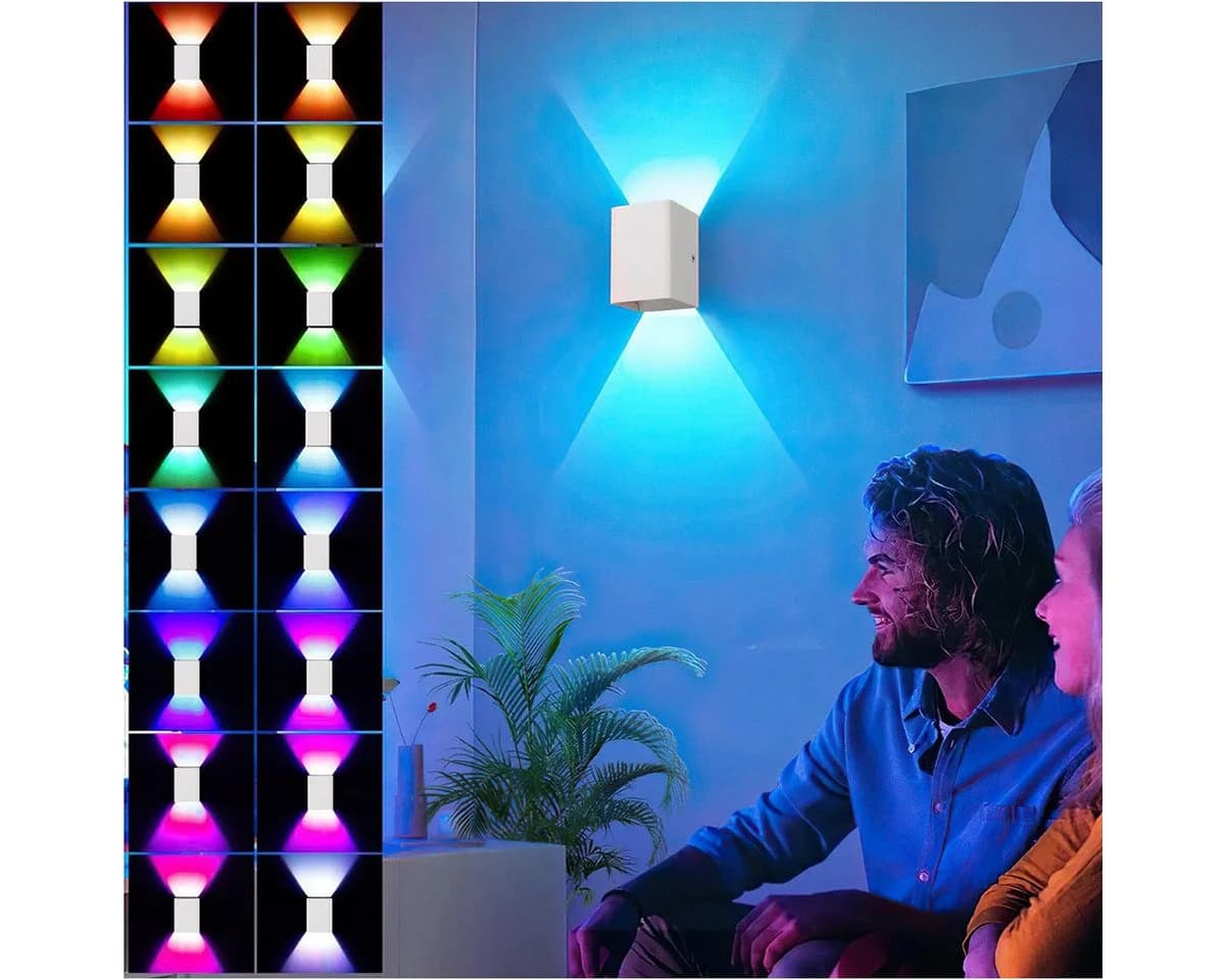 POPOLIC Wandleuchte 2 x LED-Wandleuchten für den Innenbereich mit RGB-Beleuchtung und Fernbedienung