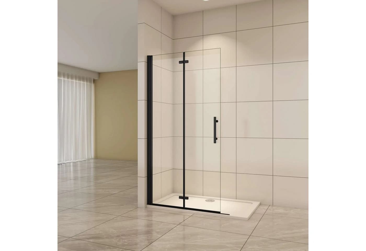 AICA Walk-in-Dusche Falttür 6mm NANO ESG Mattschwarz - Bild 2