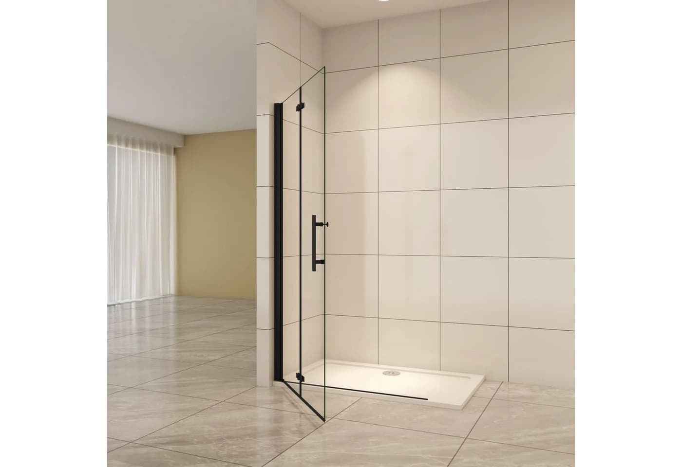 AICA Walk-in-Dusche Falttür 6mm NANO ESG Mattschwarz - Bild 3