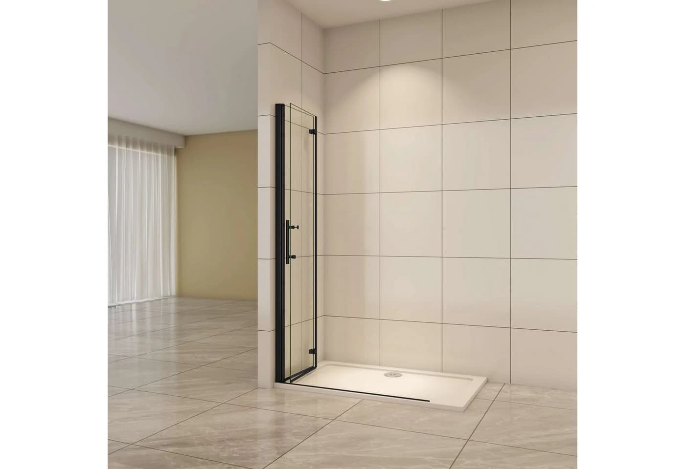 AICA Walk-in-Dusche Falttür 6mm NANO ESG Mattschwarz - Bild 4