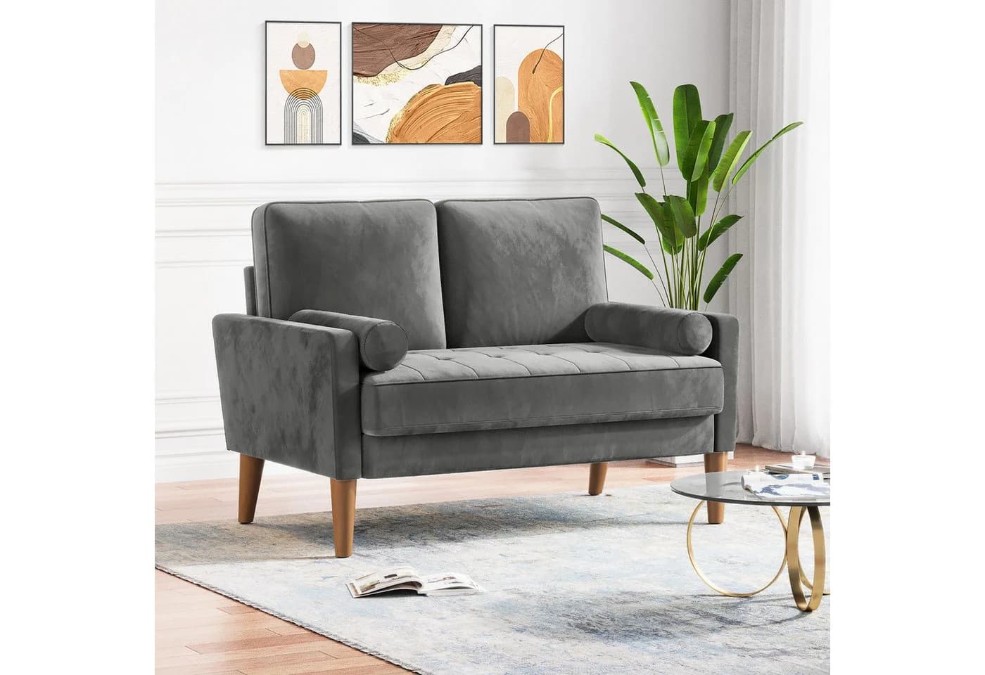 ToteBox 2-Sitzer 121CM Samtsofa Dunkelgrau - Bild 2